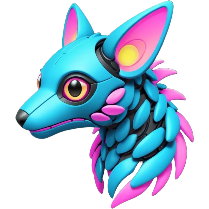  Neon glowing futuristic modern cyber-Fakémon-Digimon-Trico-creature emoji