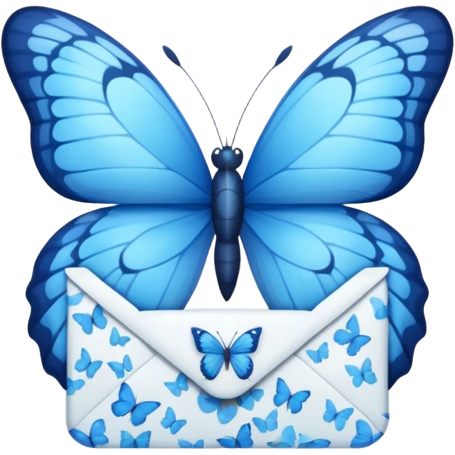 Blue butterfly with letter emoji
