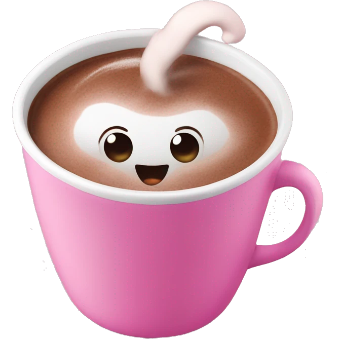 hot chocolate in a pink cup emoji