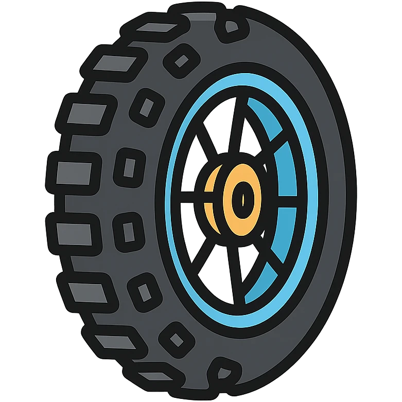 enduro motorcycle tires, stylized, bold outlines, color icon emoji