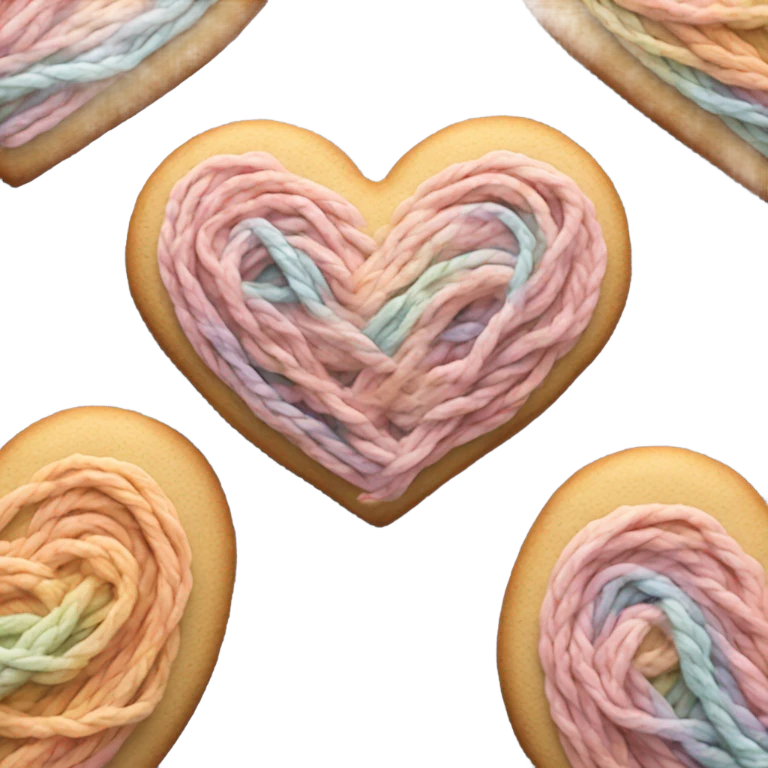 Cookie heart with yarn emoji
