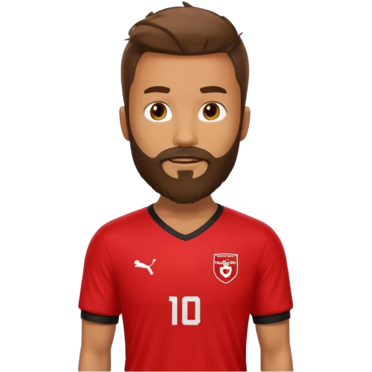 bearded soccer player with red jersey emoji