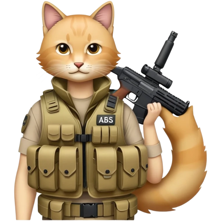 Рыжий кот с автоматом emoji