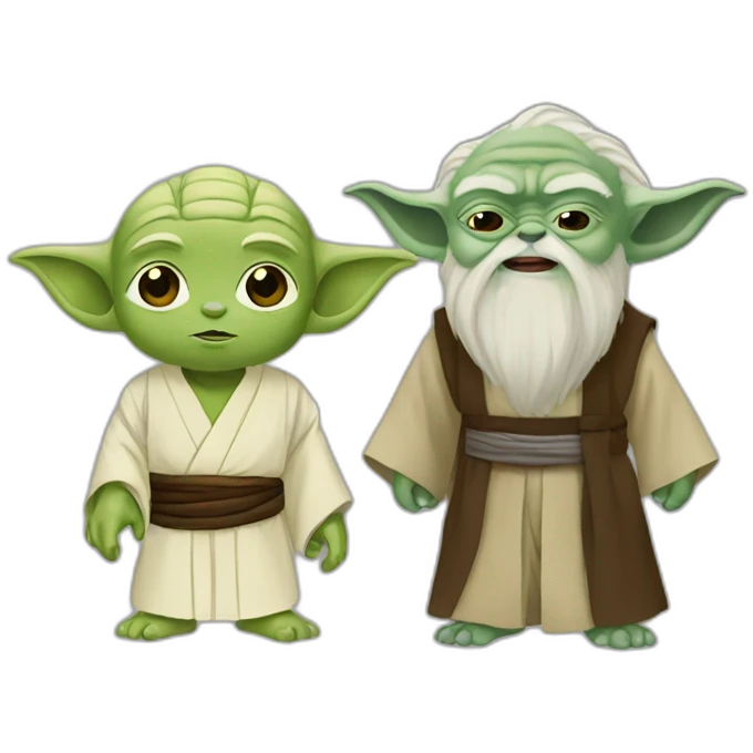 Tall yoda and small Obi-Wan emoji