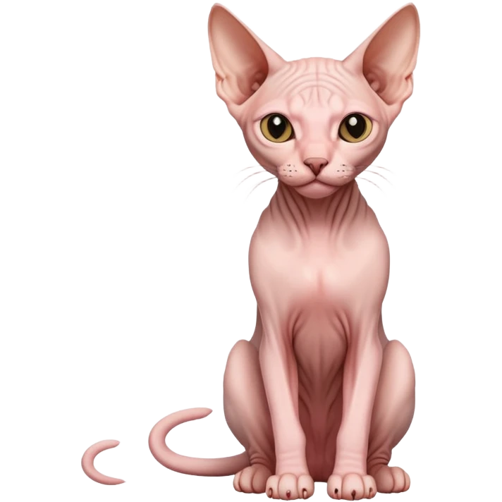 pink sphynx hairless cat full body sitting emoji
