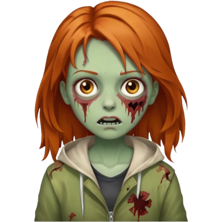 Ginger hair, zombie girl with Brown eyes emoji