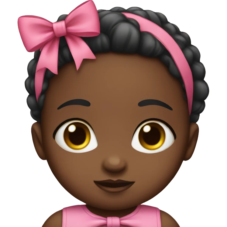 Black baby wearing pink with a pink bow emoji