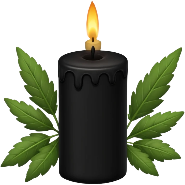 Black candle with herbs on the candle emoji