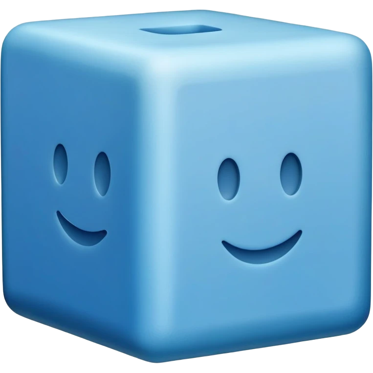 "High-res emoji of a blue rectangular foam block used in furniture (e.g. couches). Sharp-edged, slightly rough porous texture, soft to medium blue. Apple emoji style: clean, minimal, slightly glossy, realistic. Transparent background." emoji