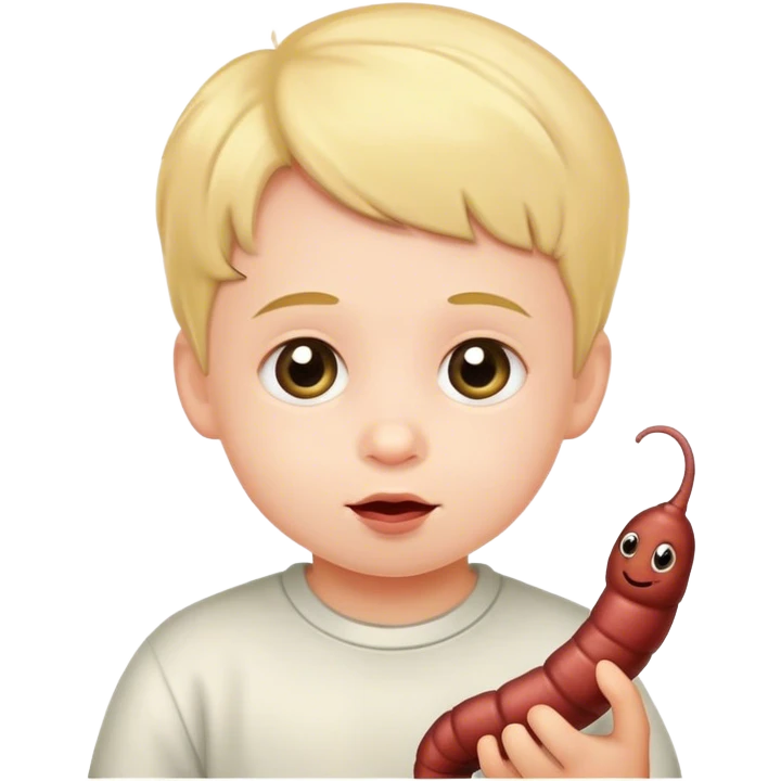 Kleiner Spatz mit Regenwurm  emoji