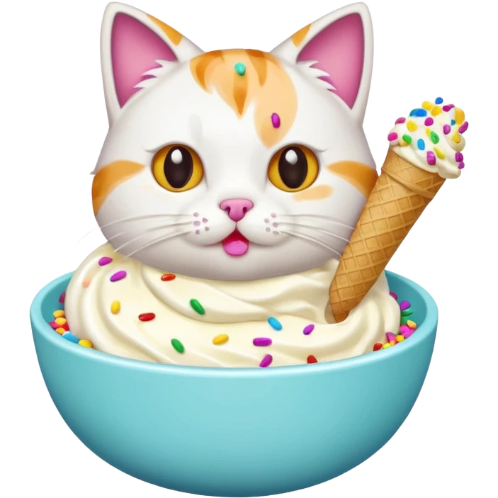 cat icecream in a bowl emoji