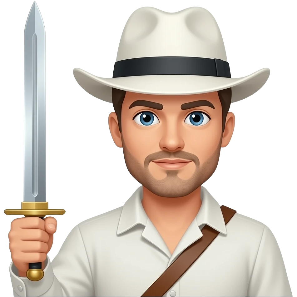 A man With white hat with sword on hand emoji