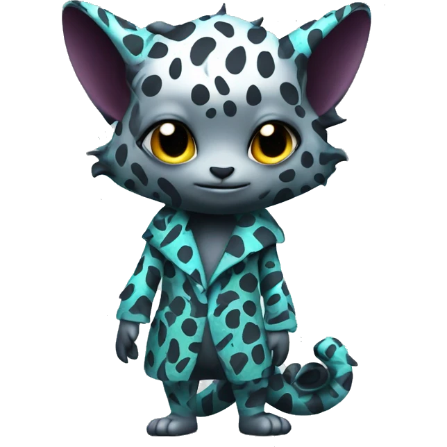 an edgy cute kawaii vernid-fionbri with splash patterns full body emoji