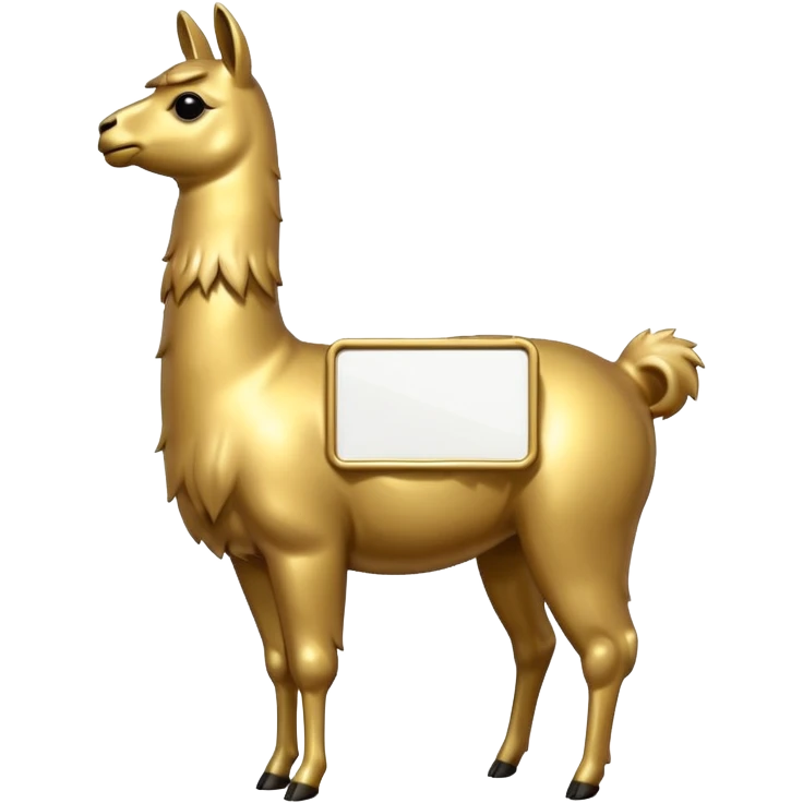 A small golden llama silhouette with a large white sign on its side emoji
