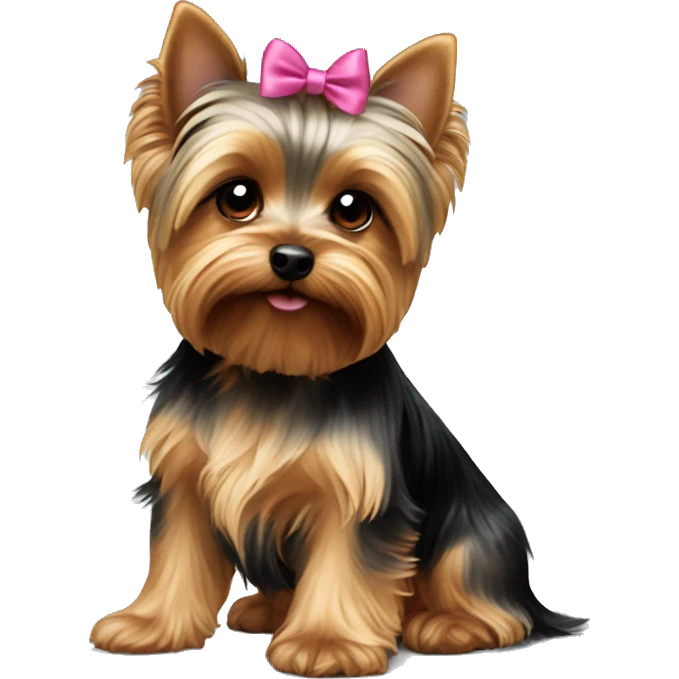 cute yorkie with a bow one ear up and one ear down emoji