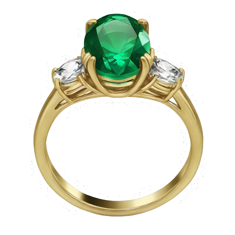 gold engagement ring oval emerald  emoji