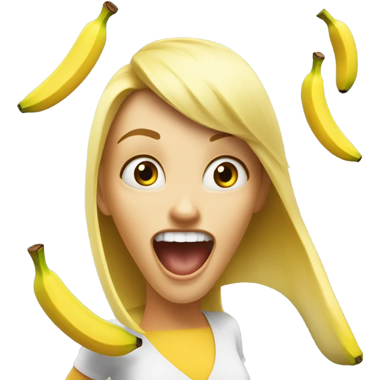 crazy banana attacking blonde girl emoji
