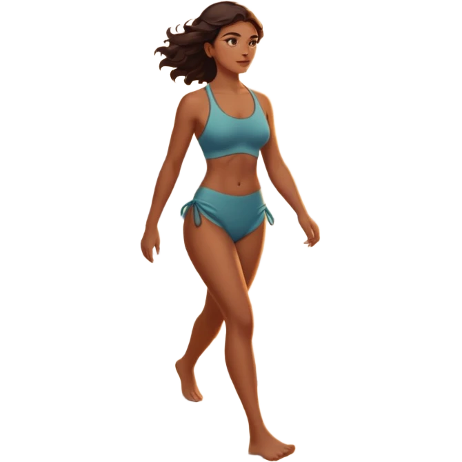 A strong woman walking alone on a serene beach at sunrise, waves touching her feet, feeling empowered and peaceful, cinematic lighting, inspirational mood, ultra-detailed, 8k” emoji