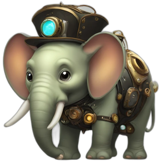 A fat alien space elephant wearing steampunk emoji