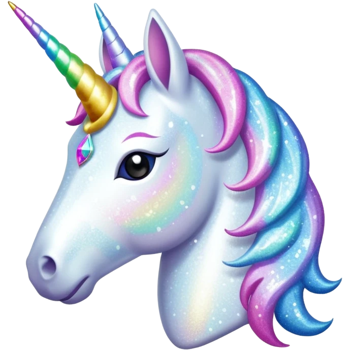 White Glitter Unicorn emoji