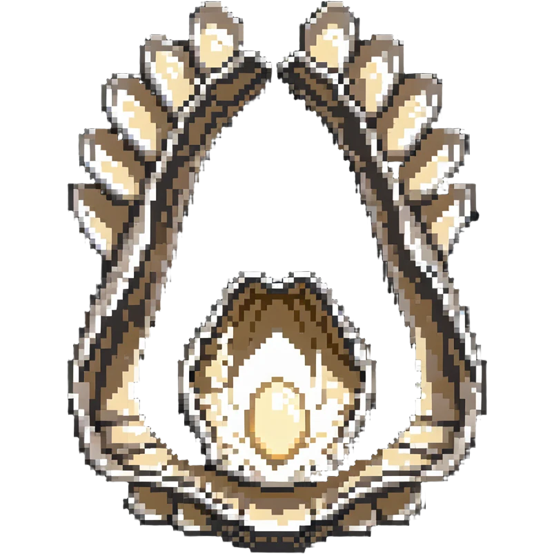 Open oyster shell with glowing pearl inside, underwater treasure emoji