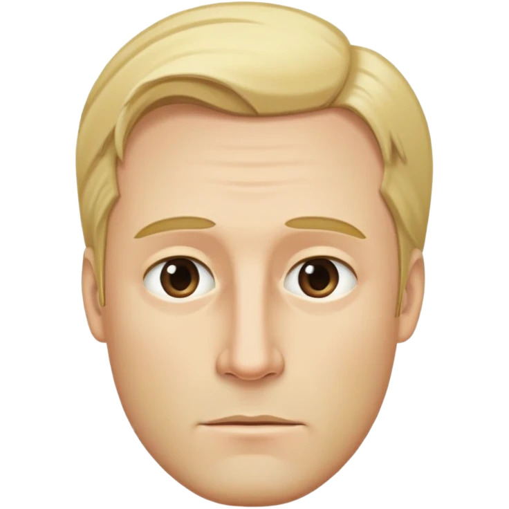 Đàn ông, mặt to, tóc vàng ít tóc, cằm dài, mặt đầy đặn dài emoji