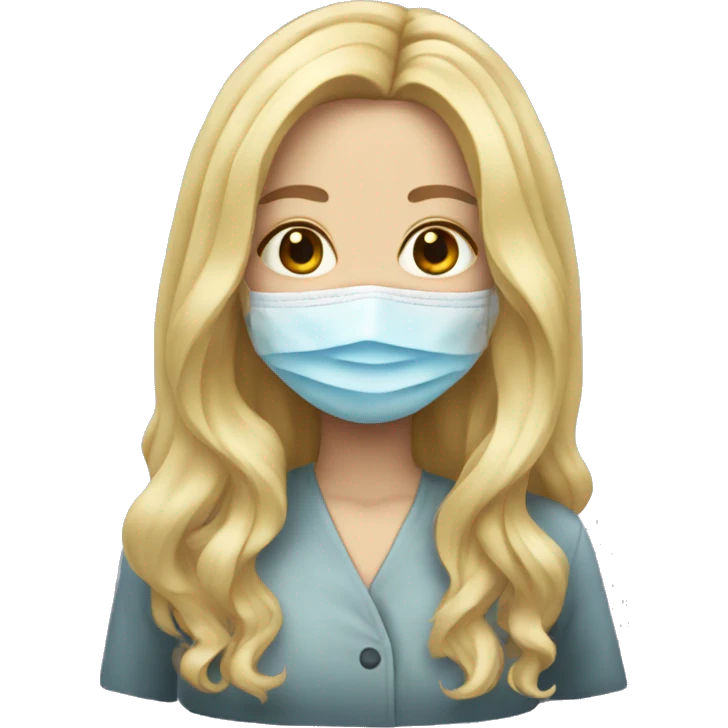 Long blonde hair embalmer girl wearing mask emoji