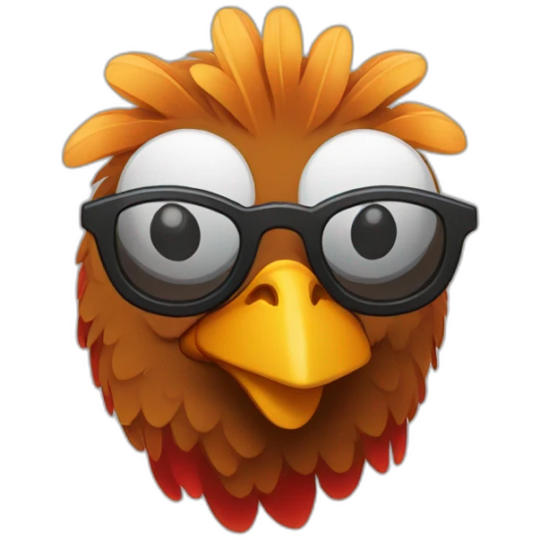 Un pollo a la brasa con lentes  emoji