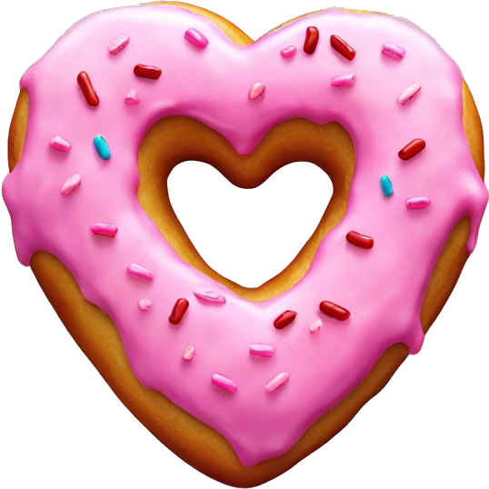 Realistic heart shaped donut with pink frosting. emoji
