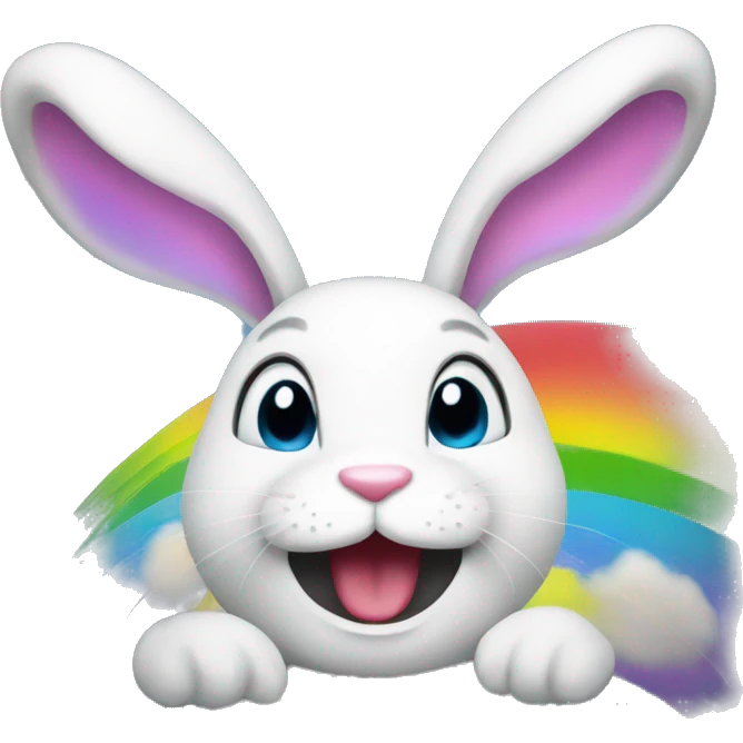 bunny with a rainbow emoji