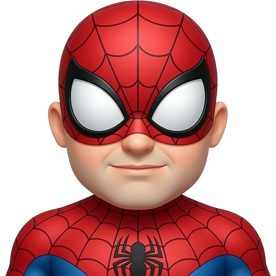 hAzme a un spiderman GORDO I SIN MASCARA,QUE SE LE VEA LA CARA DE HUMANO emoji