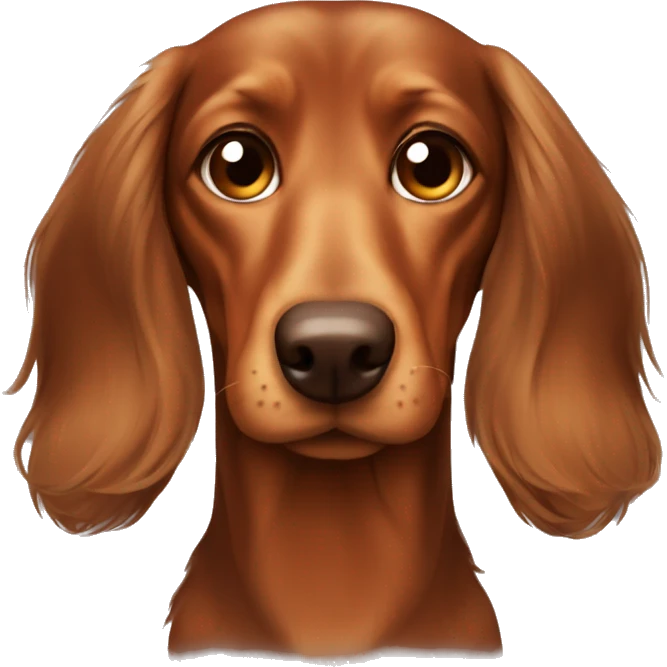 Very very sad Long-haired brown-reddish dachshund with brown nose emoji