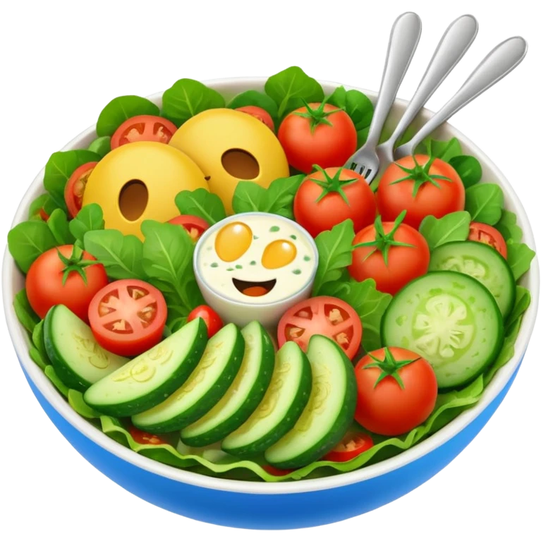 small salad bowl, healthy lunch, simple emoji emoji