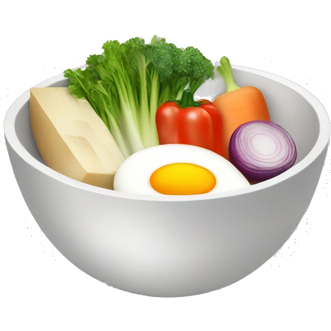 Bowl with sliced vegetables and egg emoji