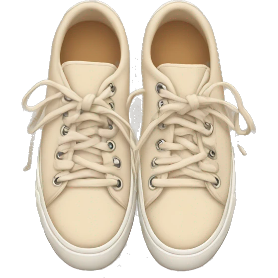 cozy beige sneakers with untied laces emoji