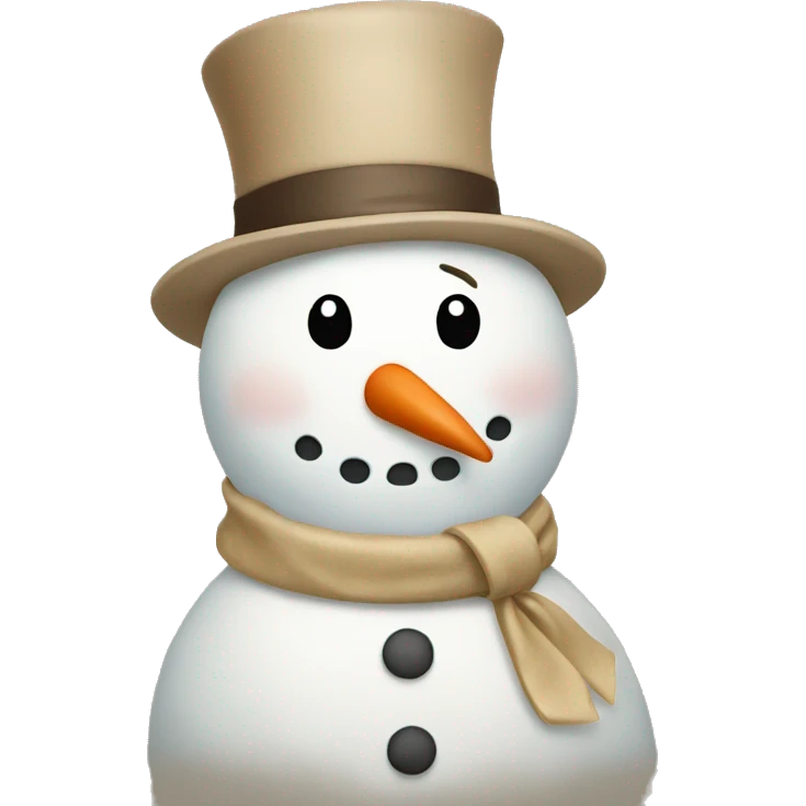 Snowman with a beige bow around neck emoji