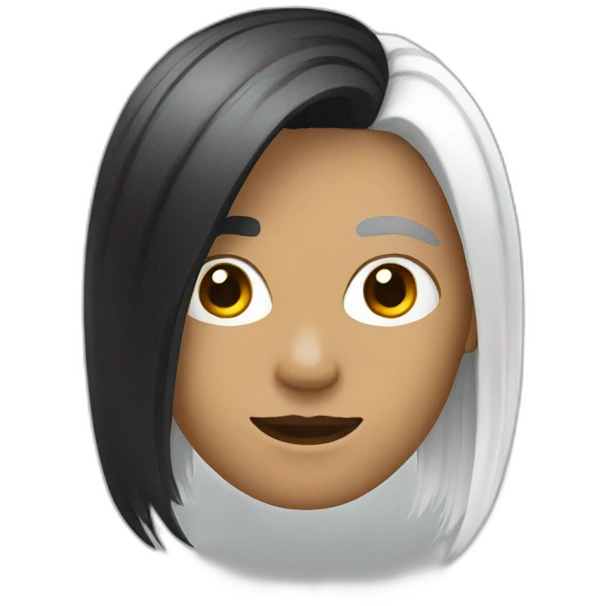 Half black and half white hair emoji