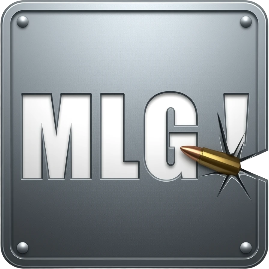 Надпись MLG! и пронзённая пулей ломается пополам с правой стороны emoji