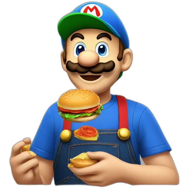 Mario eat burger  emoji