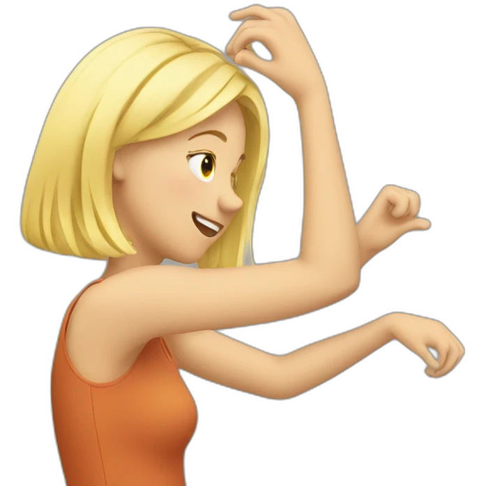 blond girl making a dab emoji
