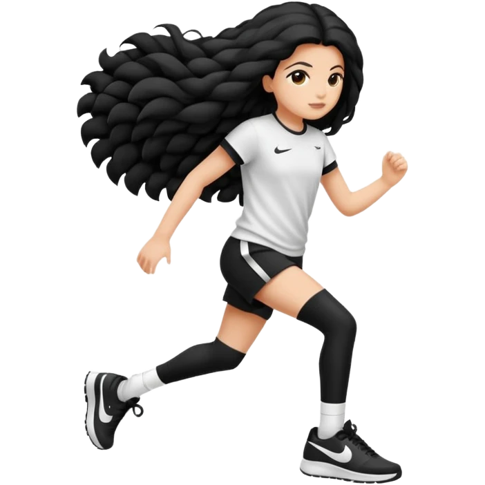 Faça uma menina parda de cabelo liso com uma faixa de cabelo da Nike e uma roupa da Nike branca emoji