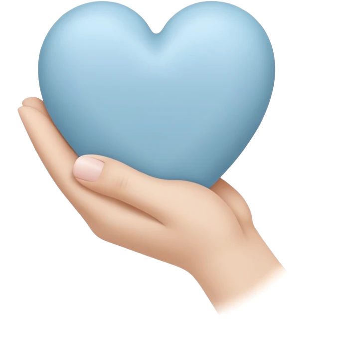 a pale blue heart in your hand  emoji