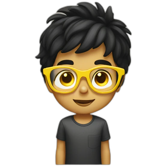 boy with yellow tinted glasses and combed black hair  emoji