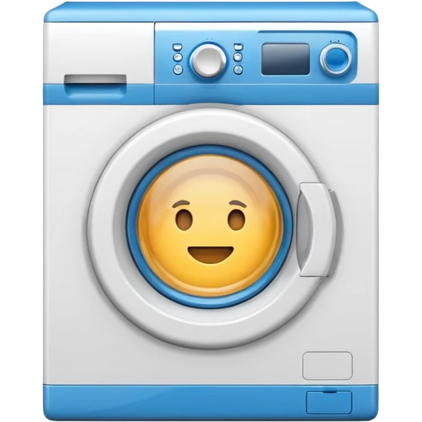 “Minimalist washing machine emoji, white outline with blue circle window, simple and clean design” emoji