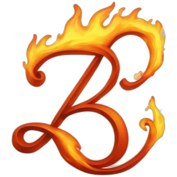 calligraphic letter a on fire emoji