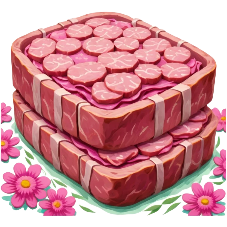 van gogh style pink SPAM  meat flowers landscape emoji