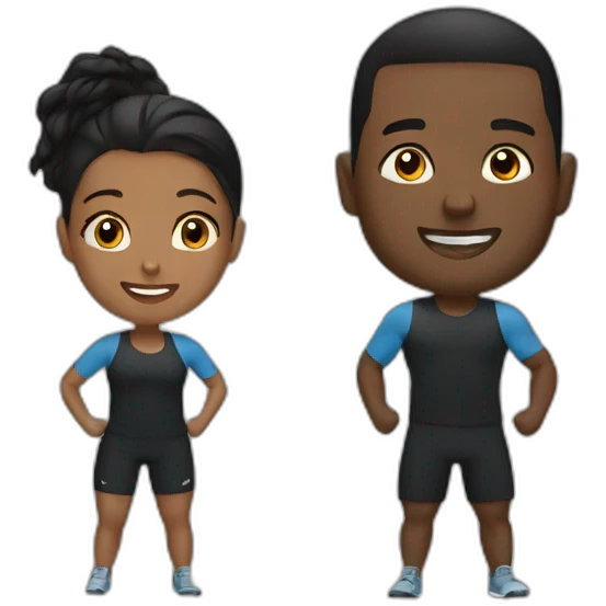 couple black training together emoji