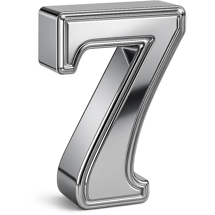 number 7 in chrome 3D emoji style emoji