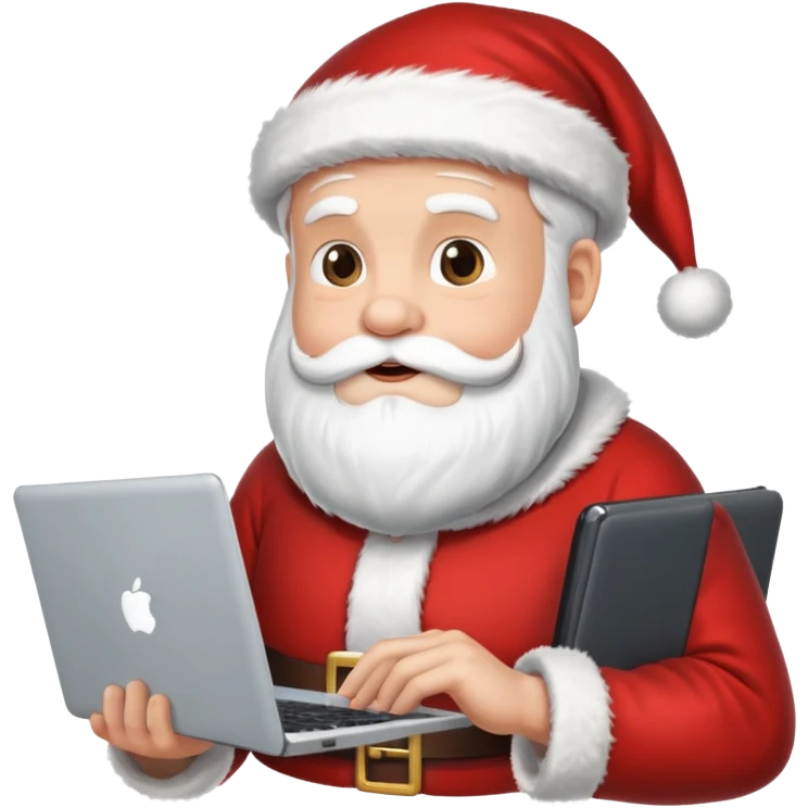 santa god with laptop, direct front emoji