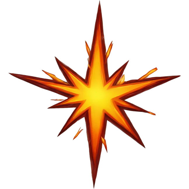 A cartoon-styled representation of a collision. Depicted as a star-like, red-and-orange-and-yellow fiery burst, generally with one point extending to the bottom right. emoji